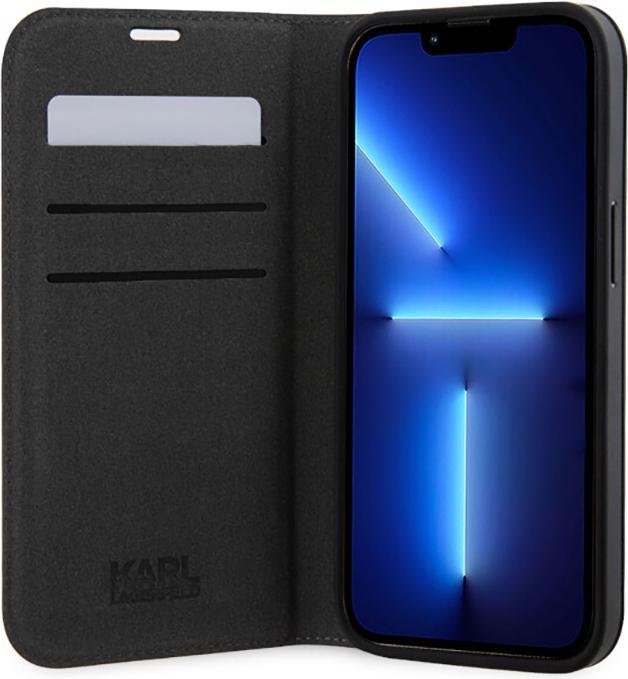 Actual product image Karl Lagerfeld iPhone 14 6.1 Saffiano Monogram bookcase (Apple iPhone 14, Apple iPhone 13)
