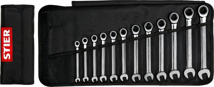 Produktbild Stier Maul-Ringratschenschlüssel-Satz, SW 8 - 19 mm, 12-teilig (19 mm, 18 mm, 16 mm, 15 mm, 8 mm, 14 mm, 12 mm, 13 mm, 17 mm, 9 mm, 10  mm, 11 mm)