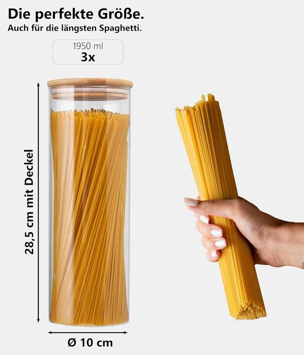 Actual product image Deco haus 3-teiliges Spaghetti Vorratsglas-Set (1950 ml) (1.95 l)