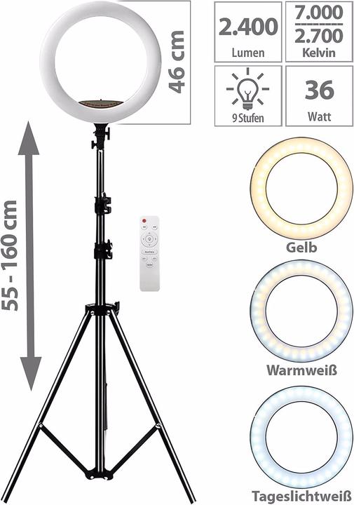 Produktbild Somikon XL-LED-Ringlicht mit Smartphone-Halter (Ringleuchte)