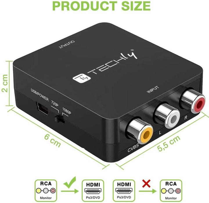 Produktbild NoName AV-Composite-Video- und Audiokonverter 3x Cinch auf HDMI 1080p