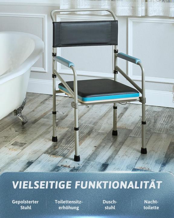 Actual product image Vonoya Höhenverstellbarer Toilettenstuhl mit Eimer und gepolsterter Sitzfläche, faltbar (Lavatory)