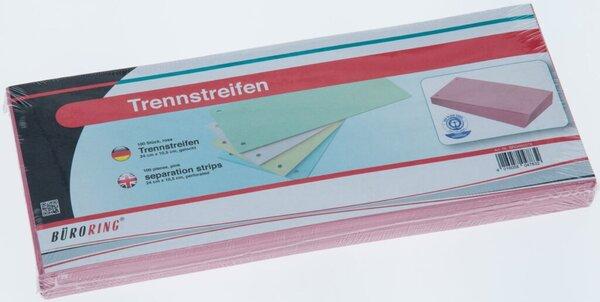 Produktbild Büroring Trennstreifen rosa, 10,5 x 24 cm, 190g/qm Karton, gelocht, 100 Stück