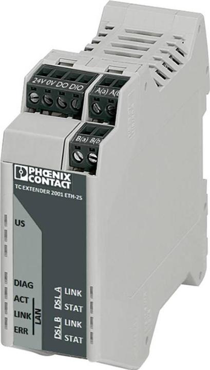 Phoenix Contact Zweite Generation: Unmanaged Ethernet-Extender TC EXTENDER 2001 ETH-2S 2702409 18 (2 Ports)
