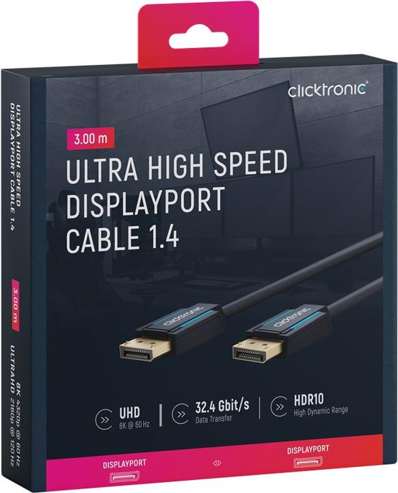 Produktbild clicktronic DisplayPort Cable 1.4. M/M. Blue. 3.0m (3 m, DisplayPort)