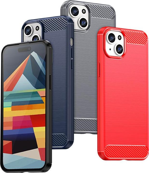 Actual product image Hurtel Flexible carbon pattern case for iPhone 15 Plus Carbon Case - blue (Apple iPhone 15 Plus)