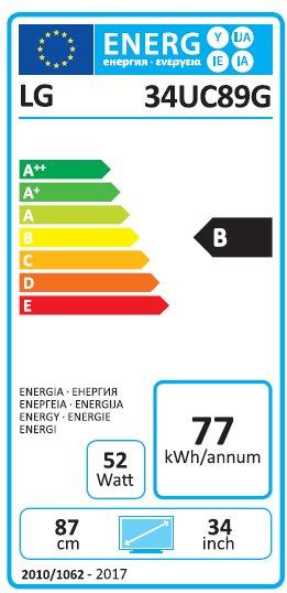 Energy Label LG 34uc89g-B (2560 x 1080 pixels, 34")
