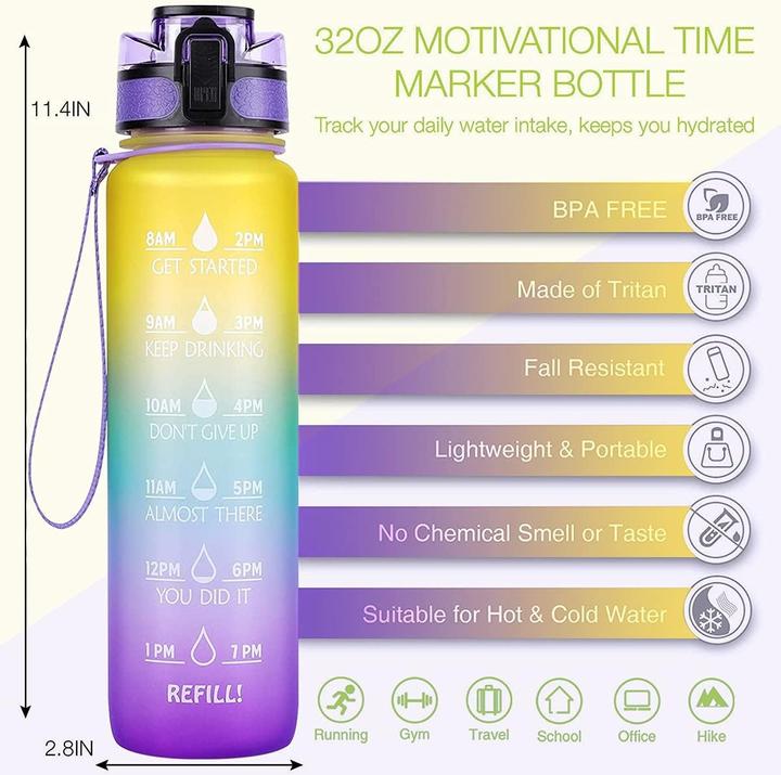 Image du produit ASMI Gourde anti-fuite avec design dégradé 1000 ml (1 l)