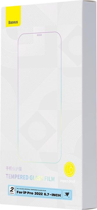 Immagine prodotto Baseus Pellicola EasyStick in vetro temperato Tuttovetro iP14 (Confezione da 2) (2 Pezzo/i, Apple iPhone 14 Pro Max)