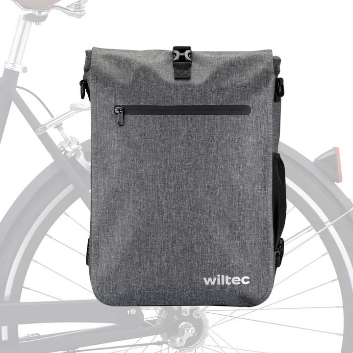 Wiltec Gepäckträgertasche grau 25l Fahrradtasche Rucksack Gepäcktasche (25 l, Gepäckträgertasche)