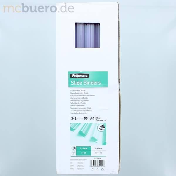 Actual product image Fellowes Binder spine 3-6mm 50PK transparent