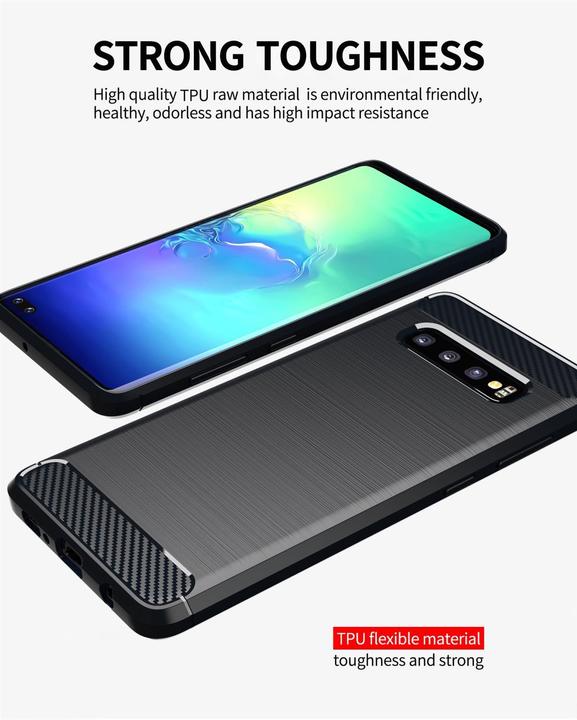 Image du produit Cadorabo TPU Ultra Slim carbon edelstahl Combi Cover (Samsung Galaxy S10+)