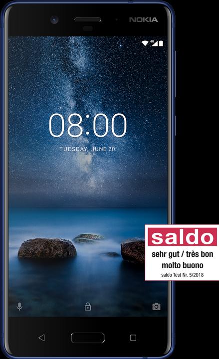Immagine prodotto Nokia 8 (128 GB, Blu Lucido, 5.30", Doppia SIM Ibrida, 13 Mpx, 4G)