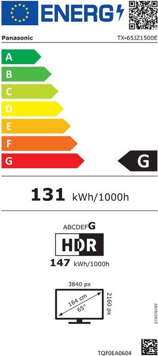 Energie-Label Panasonic TX-65JZ1500E - 65 4K ULTRA HD OLED TV (65", OLED, 4K)