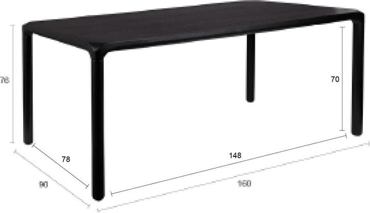 Image du produit Zuiver Table Storm 160x90 Black (160 x 90 x 76 cm)