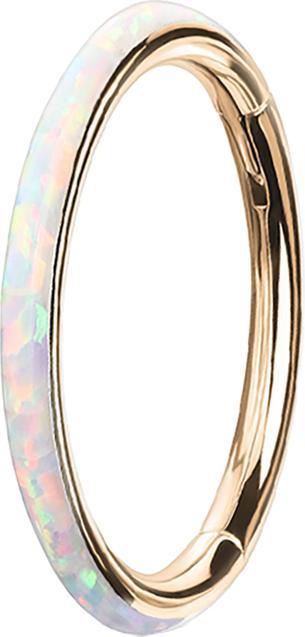 Produktbild Star Piercing Micro Segmentring klappbar rosegold seitlich Opal streifen weiss (ohne Messing, Chirurgenstahl 316L)