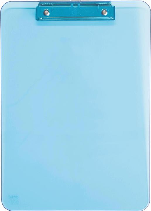 Actual product image Maul Clipboard neon, DIN A4, transparent-blue plastic, flat, nickel-plated clip terminal (22.6 x 31.8 cm)