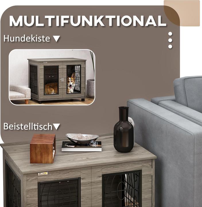 Image du produit PawHut Hundekäfig Spanplatte, Stahl Grau (Chenil pour chiens)