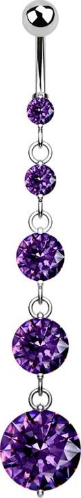 Star Piercing Banane silber mit Kugel und Kugel Kristall tanzanite Anhänger vier runde Kristalle (Chirurgenstahl 316L, Messing)