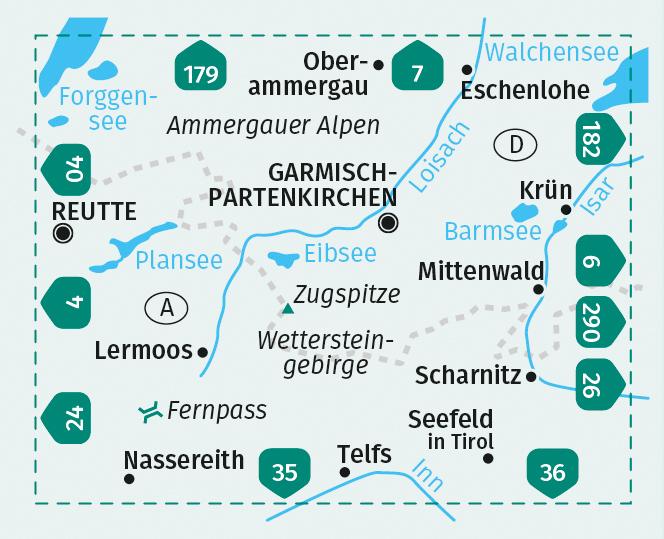 Energie-Label KOMPASS Wanderkarte Wettersteingebirge