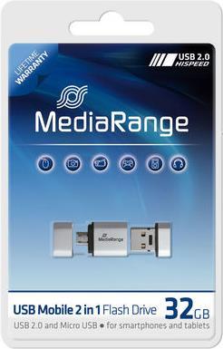 Image du produit MediaRange Nano clé mémoire USB avec adaptateur micro USB (32 Go, USB-A, Micro USB-A)