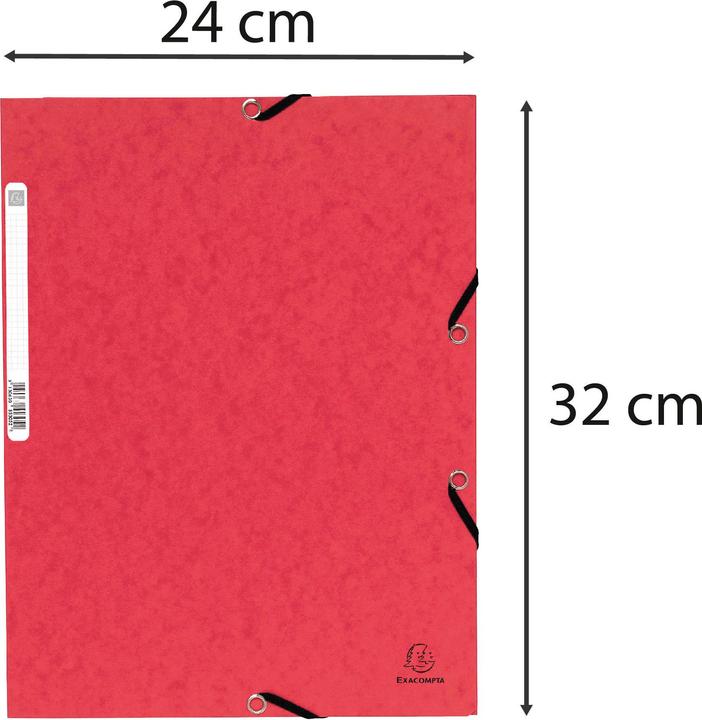 Image du produit Exacompta Chemise à élastique 3 rabats carte lustrée 355gm2 - A4 - Rouge (A4, 1 x)