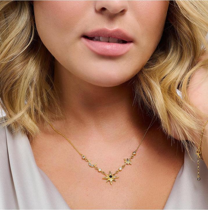 Productafbeelding Thomas Sabo Ketting Royalty Ster & Maan Goud (925 zilver, Met steen(ten), Gouden, 40 - 45 cm)