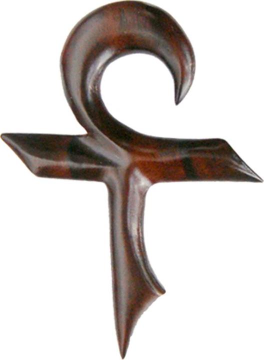 Star Piercing Ohrgewicht Haken Ägyptisches Kreuz aus Narra Holz (ohne Messing, Organisch)