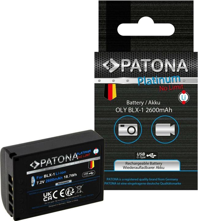 Actual product image Patona Platinum Battery BLX-1 USB-C (Camera battery)