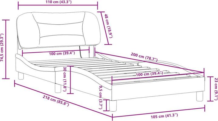 Actual product image VidaXL Bed frame with LED fabric (120 x 200 cm)