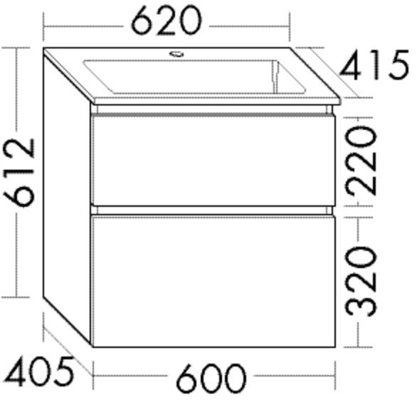 Immagine prodotto burgbad Lin20 Lavabo in fusione minerale colore bianco lucido incluso mobiletto profondità 415 mm 2