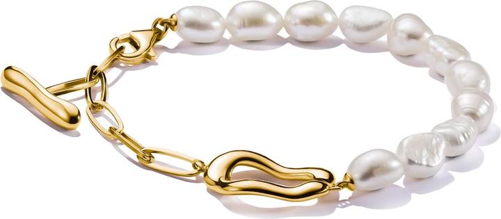Thomas Sabo Perlenarmband Natural Beauty vergoldet (19 cm, Süsswasserzuchtperle, Sterling Silber 925)