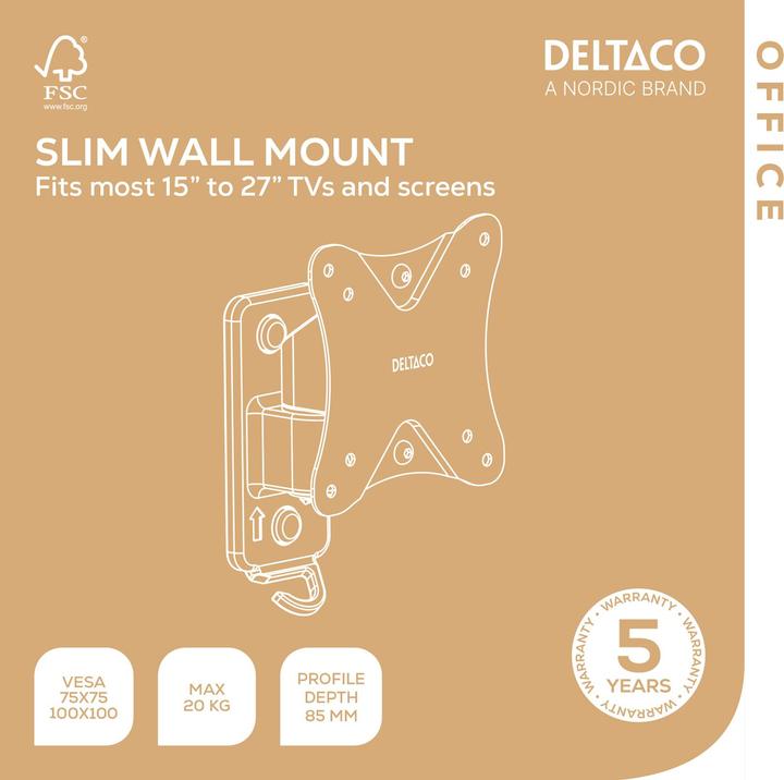 Actual product image Deltaco Televizoriaus sieninis laikiklis OFFICE, modulinis, viso judesdesio / ARM-0371 (Wall, 27")