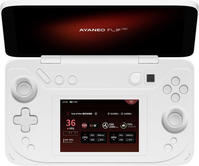 Ayaneo Flip DS Handheld Console - AMD Ryzen 8840U, 16 GB LPDDR5X, 512 GB SSD, Milky White