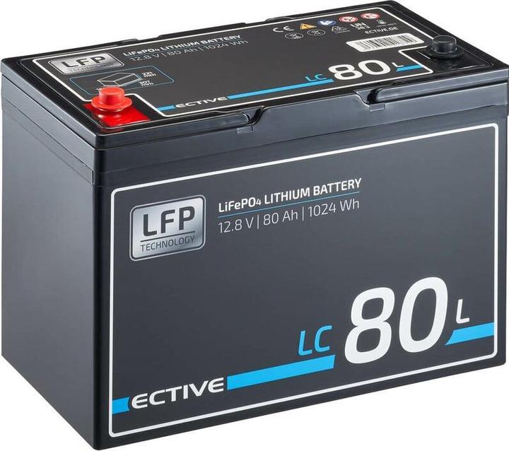 Image du produit Ective LC 80L 12V LiFePO4 Batterie d'alimentation au lithium 80Ah (12 V, 80 Ah)