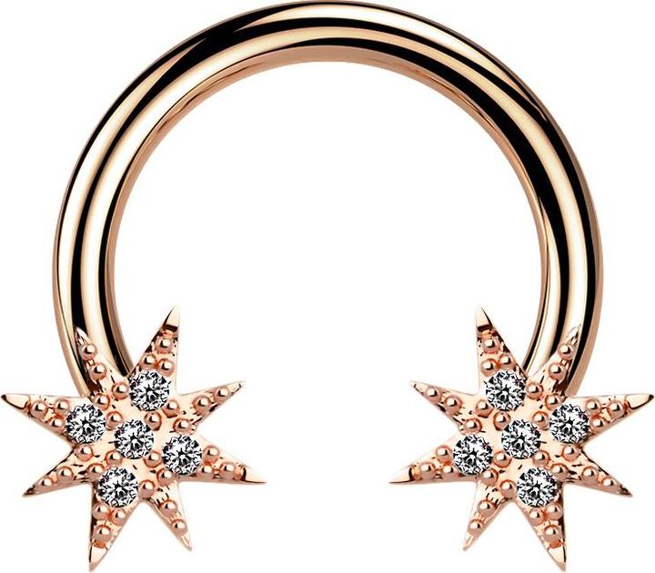 Star Piercing Circular Barbell rosegold mit Stern (Chirurgenstahl 316L, Messing)