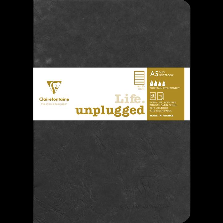 Image du produit Clairefontaine Set de 2 carnets piqués Age Bag A5 96 pages ligné - Noir (AAA393, À rayures, Couverture souple)