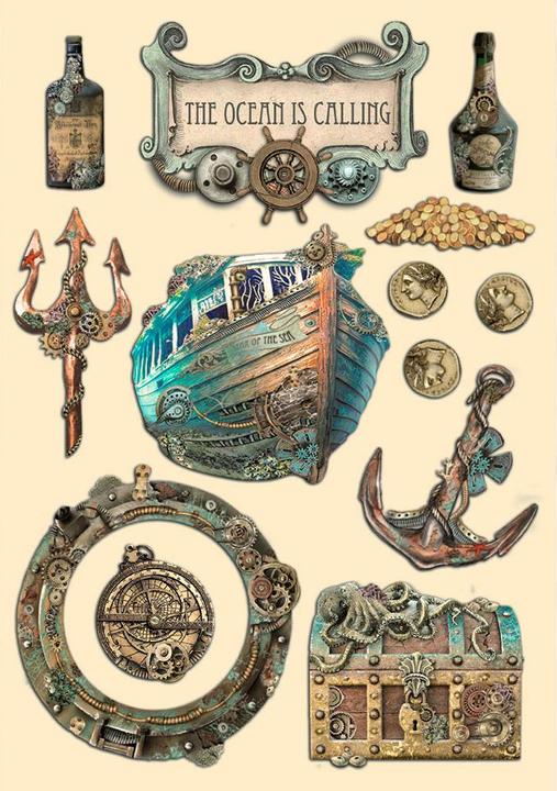 Produktbild Stamperia Lasercut-Motive "Songs of the Sea - The Ocean is calling",DIN A5