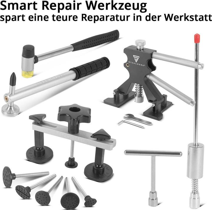 Image du produit Stahlwerk Kit de débosselage 83 pièces pour réparation de voiture smart