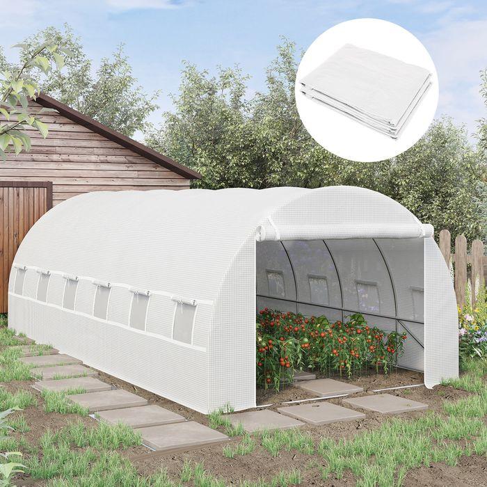 Produktbild Swisshandel24 Ersatzfolie 600x300x200 cm mit Fronttür, 12 Fenster reissfest Gewächshausfolie, Weiss