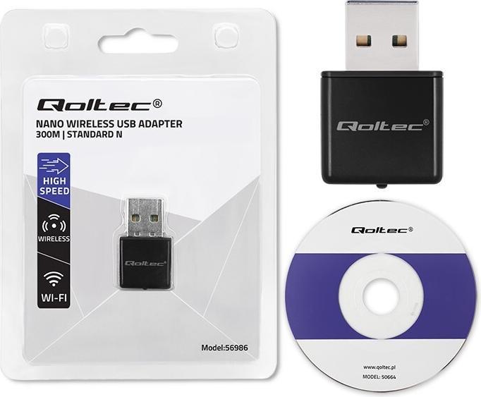 Produktbild Qoltec NANO WiFi Adapter mini Standard N, USB 2.0