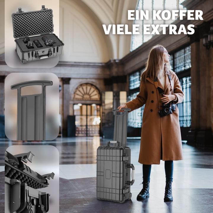 Image du produit tectake Mallette de transport à roulettes avec poignée télescopique (Mallette photo, 27 l)