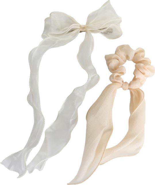 Trisa Fashion Frenchclip mit Schleife und Scrunchie beige