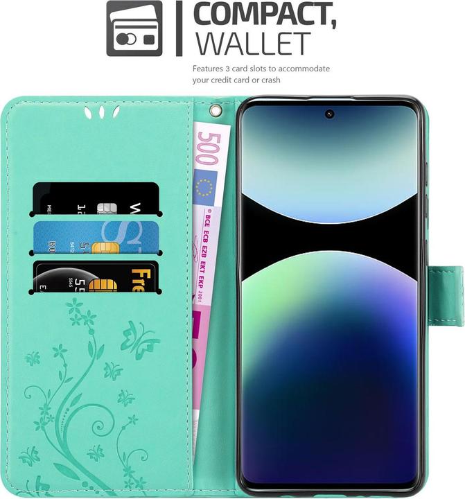 Immagine prodotto Cadorabo Custodia per Xiaomi RedMi Note 14 Pro Plus 5G Flower Book (Xiaomi Redmi Note 14 Pro 5G)