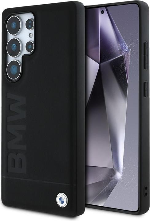 Actual product image BMW Leather Big Wordmark Case for Samsung Galaxy S25 Ultra - Black (Samsung Galaxy S25 Ultra)