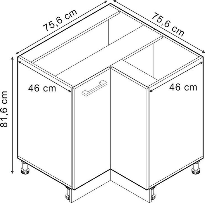 Actual product image Vicco Eckunterschrank R-Line (75.5 x 60 x 81.5 cm)