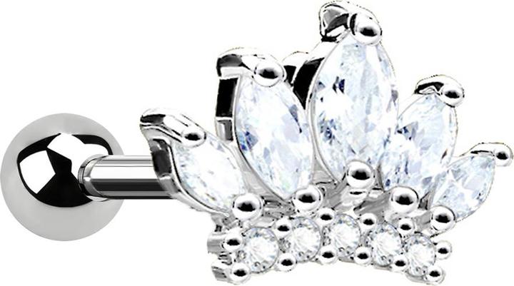 Star Piercing Micro Barbell silber Diadem (Chirurgenstahl 316L, Messing)