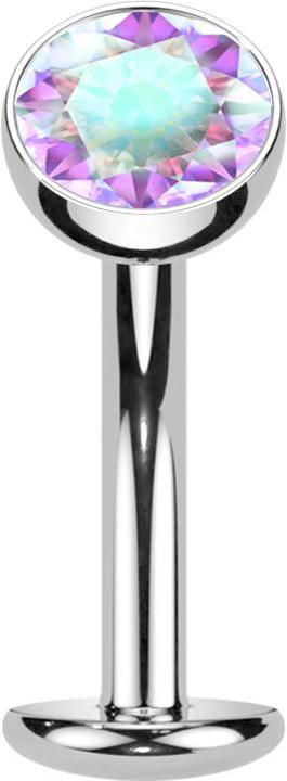 Produktbild Star Piercing Threadless Labret-Stab Banane silber Kugel Kristall multicolor (Titan G23)