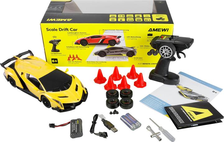Immagine prodotto Amewi RC Drift Lizenz Lamborghini Veneno gelb (RTR pronto all'uso)