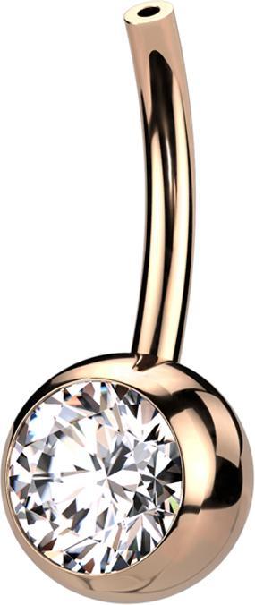 Star Piercing Threadless Bananen-Stab rosegold mit Kugel Kristall silber (ohne Messing, Titan G23)